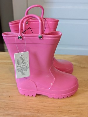 Toddler HISEA Rain Boots Size 8 NWT Bright Pink Easy Pull on Outdoors Sturdy