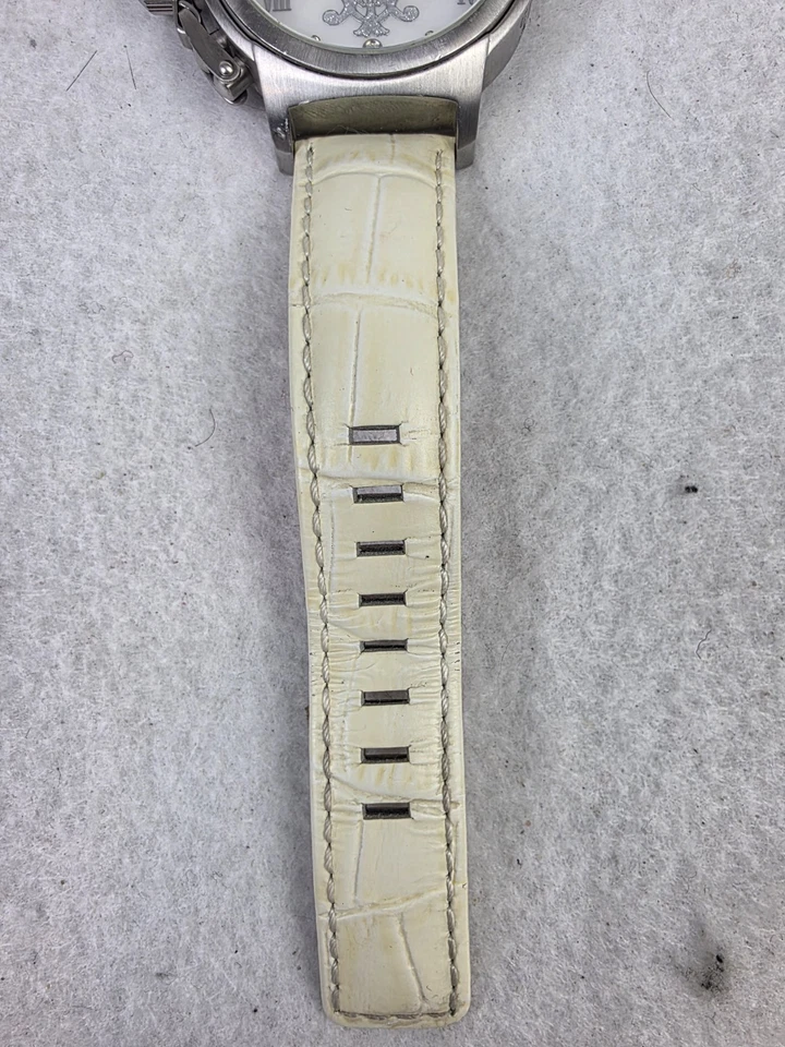 Reloj Hombre Christian Audigier Vintage Ed Hardy Blanco Cuero Genuino INT-314 Foto 4 de 4