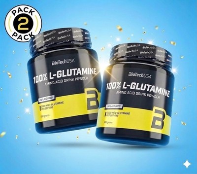 (33,90 /kg) BioTech USA 2 Dosen L-Glutamine Aminosäuren 2x500g