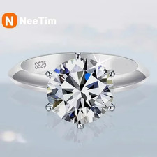Neetim Anello Moissanite Da 0,5-5 Ct per Donna in Argento Sterling 925 Con Gioie