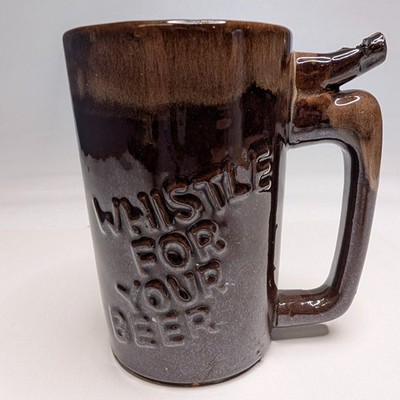 Vtg Whistle For Your Beer Ceramic Mug Wet Your Whistle Stein Tankard Barware