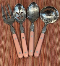WF Mardi Gras Mauve Pink Stainless 4 pc Flatware Serving Set Washington Forge