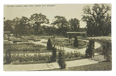 Vintage Postcard ~ Loose Park Rose Garden View, Conoco ~ Kansas City Missouri MO