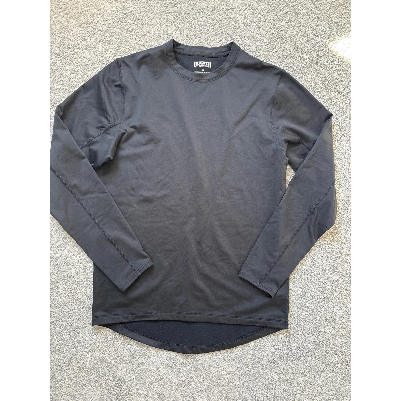 Duluth Trading Co Womens Black Fleece Lined Base Layer Thermal Top Thumbholes M