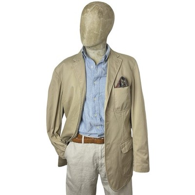 Polo Ralph Lauren Blazer Jacke L Baumwolle sand unstrukturiert aufgesetzte Tasche Vintage