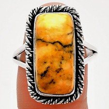 Natural Honey Dendritic Opal 925 Sterling Silver Ring s.9.5 Jewelry R-1014