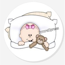PINK GIRL BABY SHOWER SCRAPBOOK ENVELOPE SEALS STICKERS LABELS FAVORS