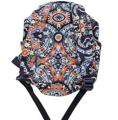 Vera Bradley Marrakesh Print Backpack Navy Blue Orange Nylon 