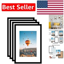 Shatter-Resistant Plexiglass 11x17 Photo Frames - 4 Pack in Black - Ideal Gift