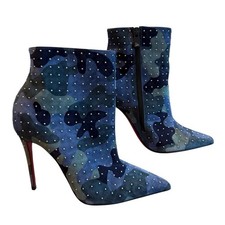 Christian Louboutin Suede Camouflage So Kate Booty Plume 100 Boots EU 37 US 7