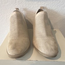 Taryn Rose Beige Knit Slip-On Wedge Comfort Shoes Women’s Fabric Casual Ankle