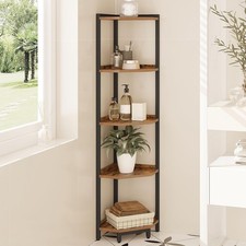 Corner Shelf Stand Corner Bookshelf Storage Standing Shelf Unit with Metal