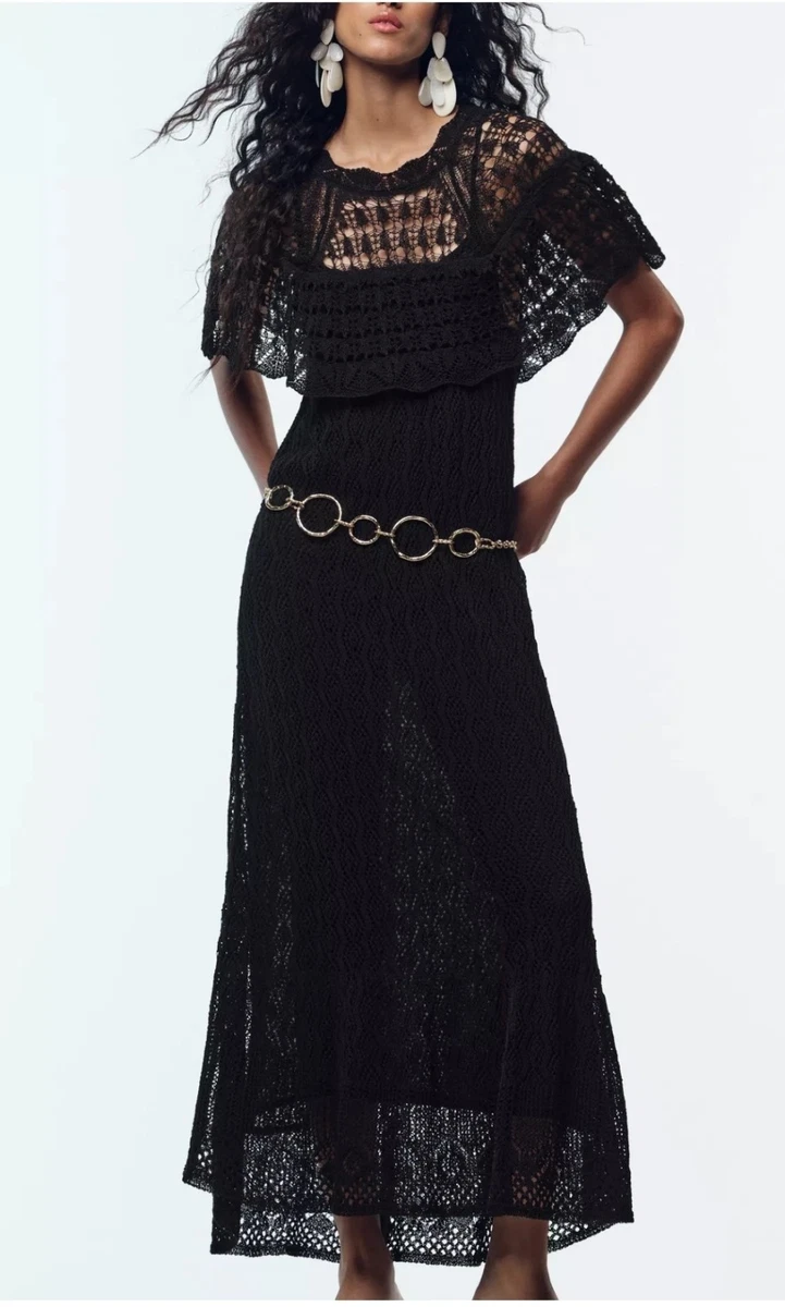 Robe Zara Blanche En Dentelle – Manches Courtes – Taille S