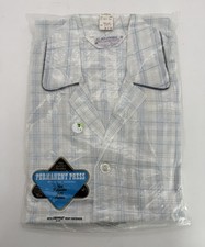 Vtg NIP RESTWELL Mens Pajamas 50/50 Poly/Cotton Size C Large Blue Plaid Vintage