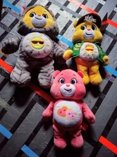 Care Bears Plush Lot X Wicked Funshine Bear as Scarecrow + Raccoon Suit, Pink