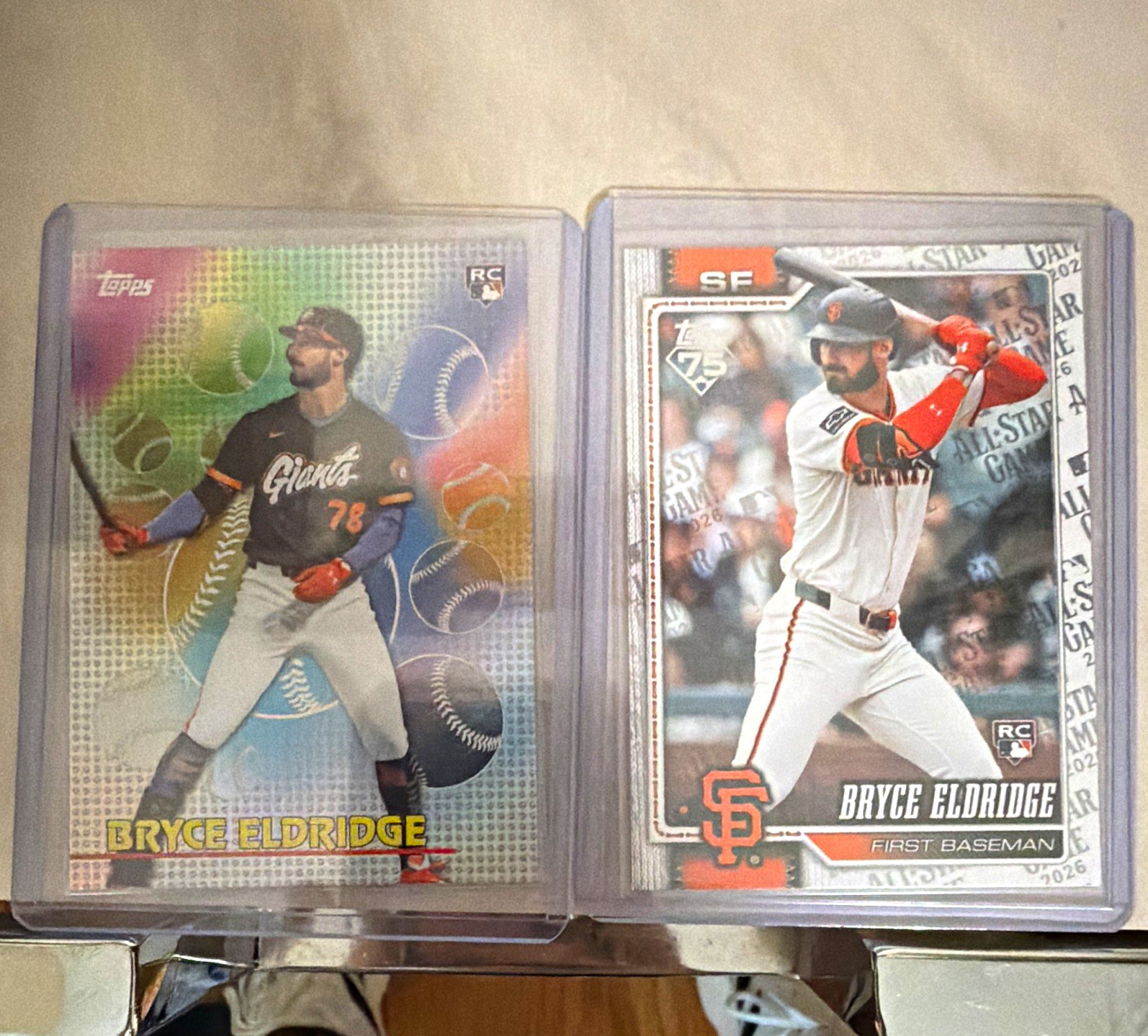 2024 Topps Bryce Eldridge RC Topps Chrome & Series 1 T89CU-3 2-Card Lot SF