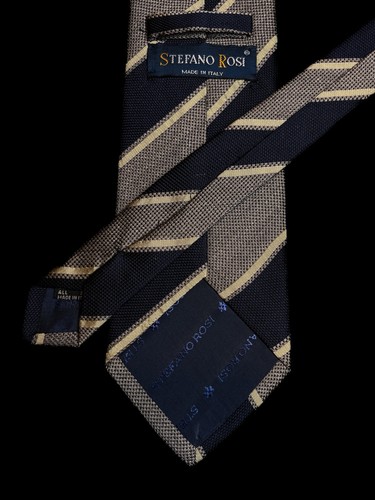 STEFANO ROSI Made in Italy - Men”s Navy Stripe Woven 100% Silk Neck Tie 3.9W 58L - Picture 3 of 5