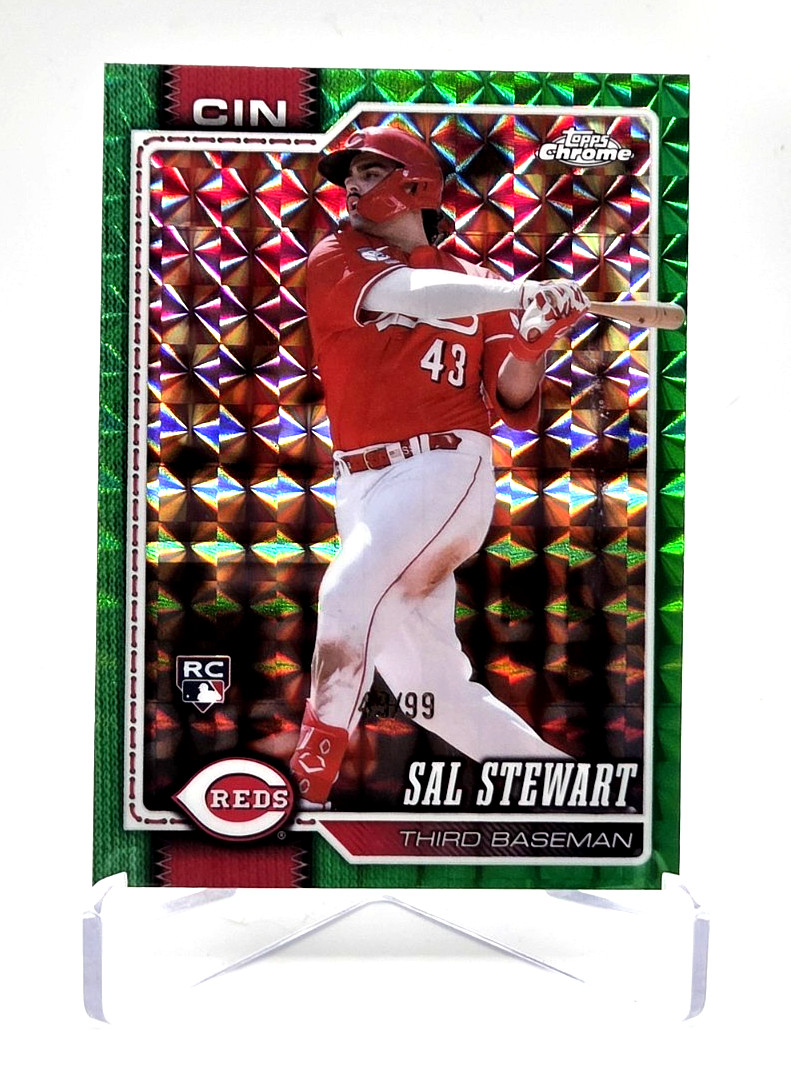 SAL STEWART 2026 Topps Chrome {GREEN GEOMETRIC REFRACTOR /99}; Rookie RC