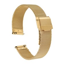 316l Stainless Steel Mesh Watch Band 16mm Quick Release Adjust Strap Gold
