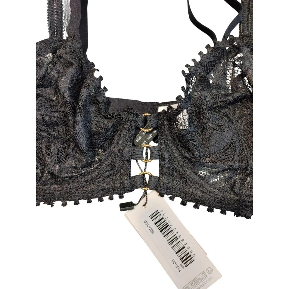 Nuevo con etiquetas Sujetador Huit Noir Floral Encaje Con Aros Balconette Negro Para Mujer 30D Foto 2 de 4