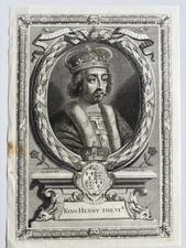 Antique Engraving Portrait of King Henry VI of England – Lancastrian Monarch 