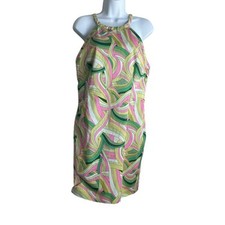 Nine West Women Mini Dress 10 Multicolor Retro Style Print Y2K Vibrant Travel