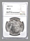 1882-S  MORGAN SILVER DOLLAR  $1  SAN FRANCISCO MINT 90% SILVER COIN / MS 63 NGC