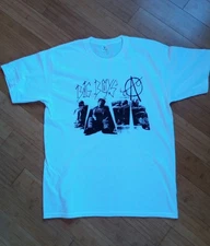 BOG BOYS Shirt L Large ANARCHY Punk Rock White T Skateboard Frat Cafeteria Hardc