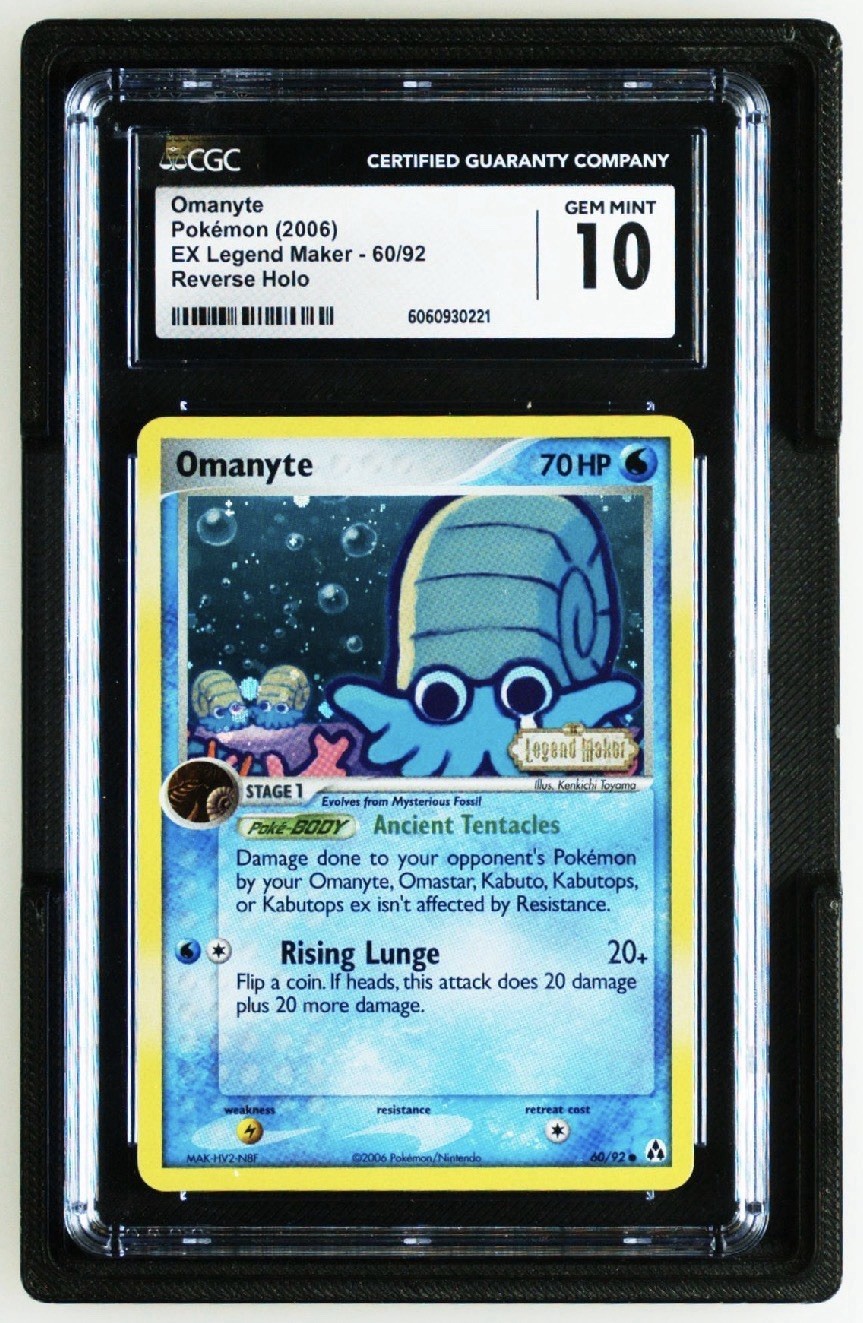 Omanyte Reverse Holo 60/92 EX Legend Maker CGC GEM MINT 10
