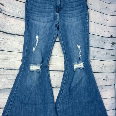 Vibrant Miu-miu Stretch Flare Distressed Jeans Sz 11