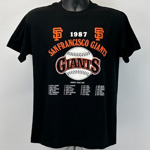 Vintage San Francisco SF Giants 1987 Roster T Shirt Mens M Medium Black 80s USA - Picture 2 of 9