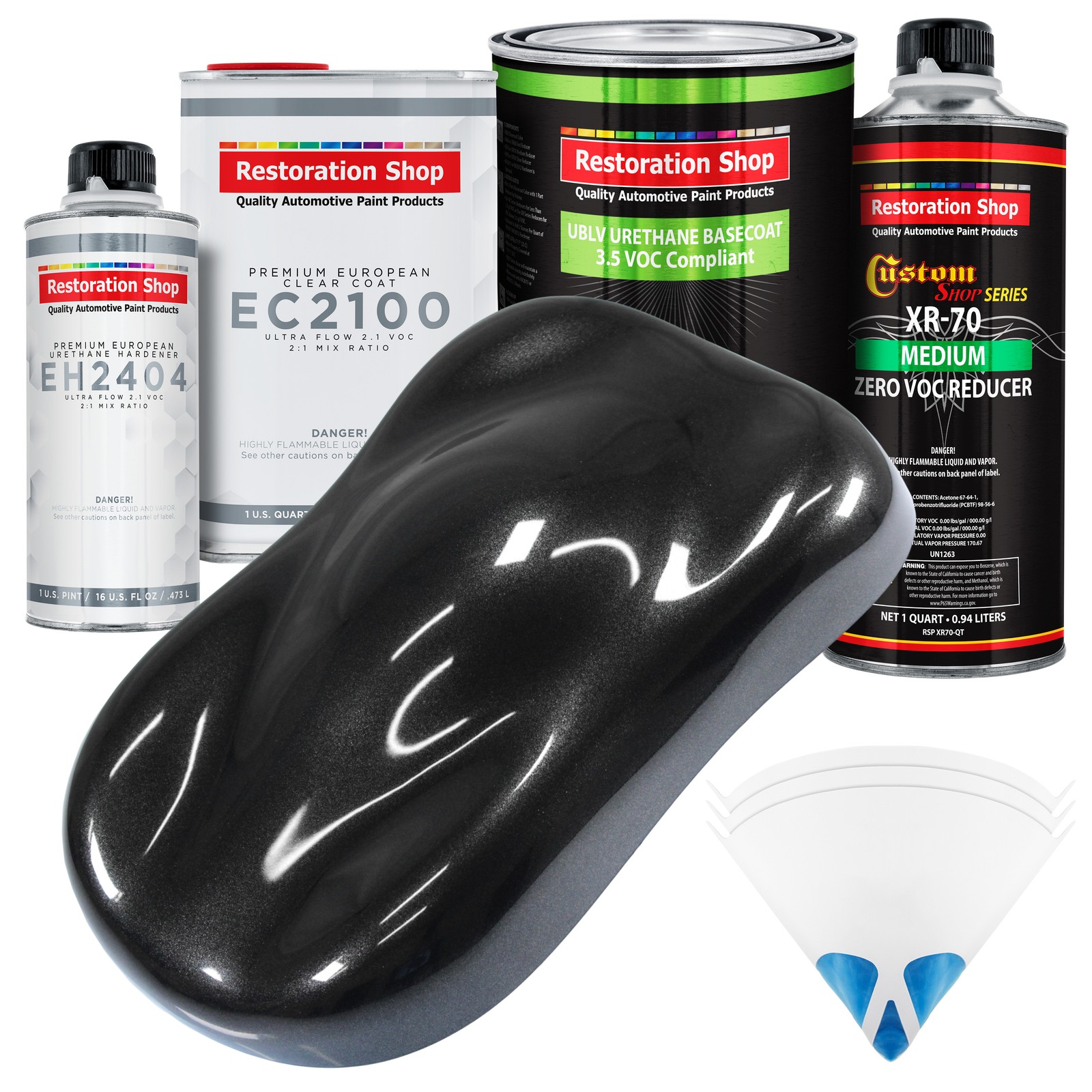 Black Sparkle Metallic LOW VOC Urethane Basecoat Quart Kit & European Clear Coat