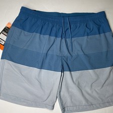 Kirkland Signature Men's Swim Shorts Built In Brief Zipper Pocket Blue Size XXL.