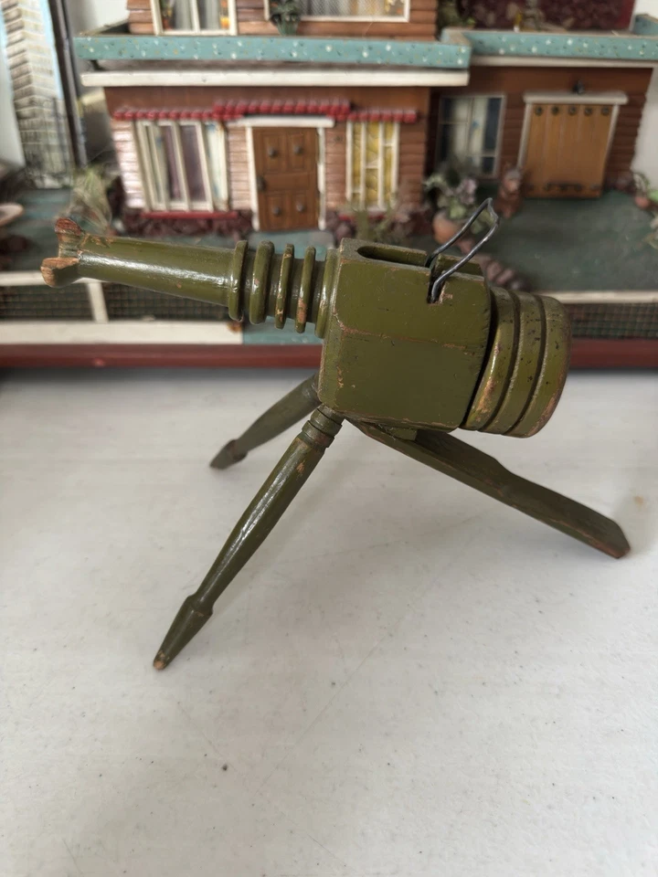 Machine Gun Wood Toy Mexican 1930’s Ametralladora De La Cruz Toys Mexico Works - Image 3 of 4