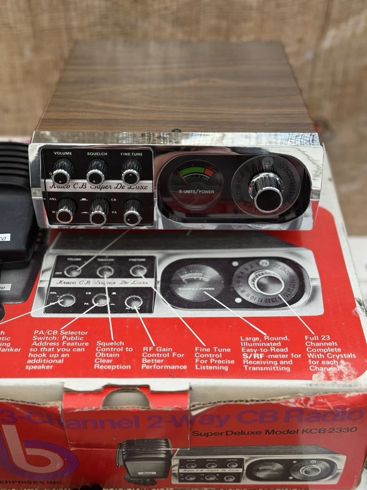 Vintage Kraco “Super De Luxe” 23-Channel CB Radio KCB-6330 — NOS Orig Box W/Mic - Image 3 of 4