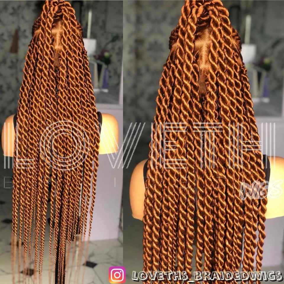 Доставка на следующий день (2 дня доставки) Cornrow полный кружевной плетеный парик, черная коса без узлов - Изображение 4 из 4