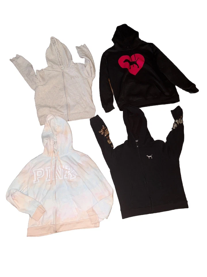 LOT OF 4 *Victoria's Secret PINK SWEATSHIRTS Hoodies size Jr .L/M - Image 2 of 4