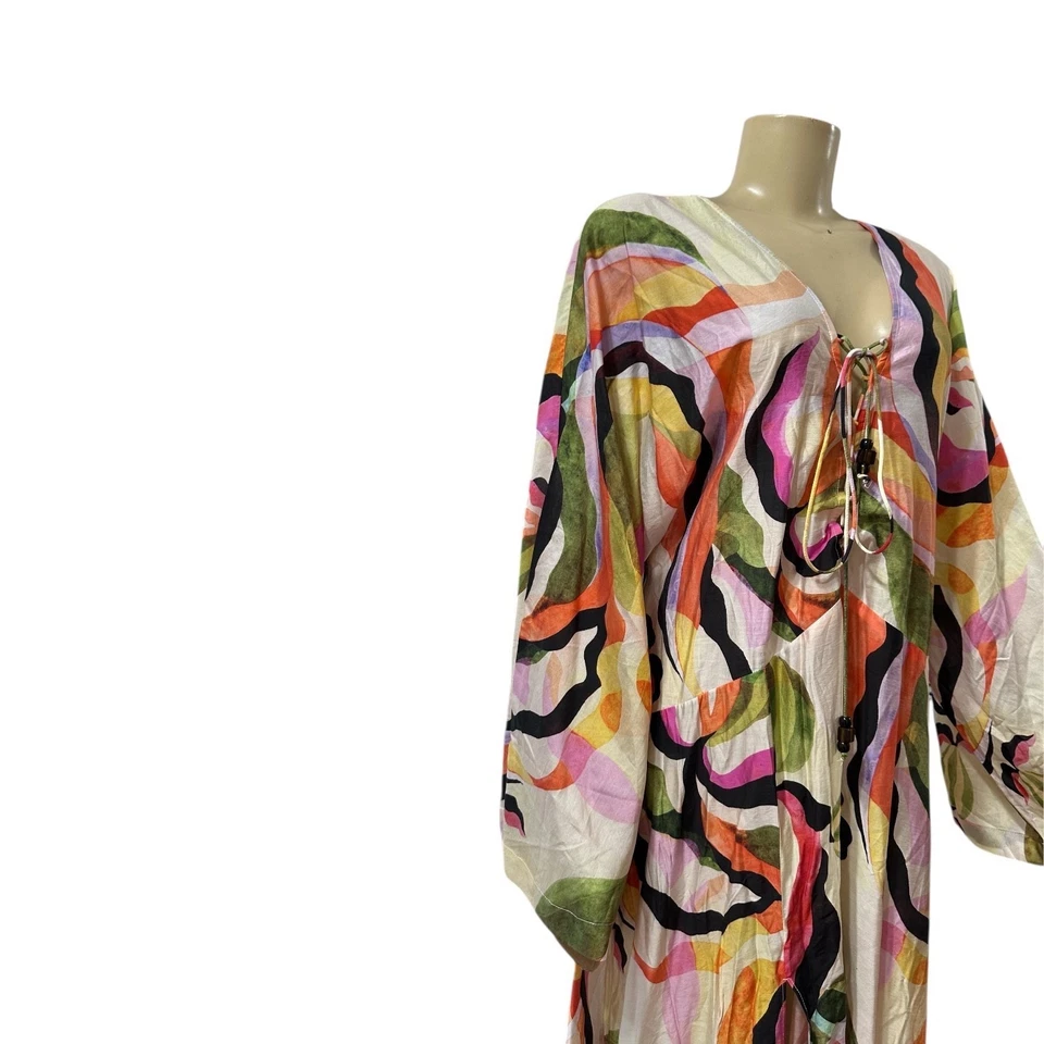 H&M Kaftan Long Maxi Dress Womens Large Bloggers Favorite Boho Oversized Hippie - Image 4 of 4