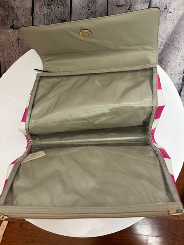 KATE SPADE LITA STRIPE PINK WHITE COSMETIC MAKEUP TRAVEL MAKEUP TOILETRY CASE - Picture 6 of 6