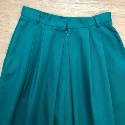 vtg David Brooks Riding Skirt Sz 6 Midi Pleated Green Cotton Twill 70s 80s USA - Picture 10 of 12