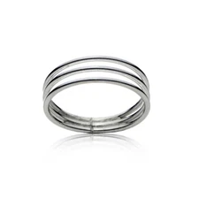 Sterling Silver Polished Triple Band Ring, Size 4