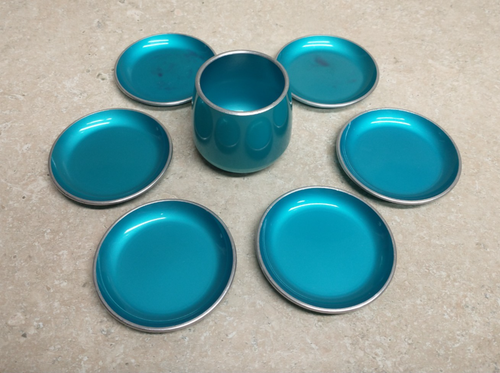 7 Piece Toothpick Holder/Cigarette Holder/ Personal Ashtrays Teal Emalox, Norway