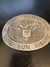 Collectible Vintage NRA Member Vote Gun Rights Belt Buckle