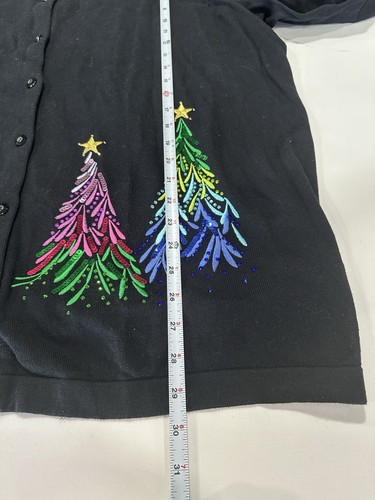 NEW QUACKER FACTORY EMBROIDERED SEQUIN & STUD TREE BUTTON FRONT CARDIGAN SZ 2X - Picture 5 of 6