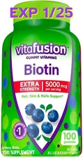 vitafusion Extra Strength Biotin Gummy Vitamins 5000 mcg 100ct SEE PIC FOR DATE