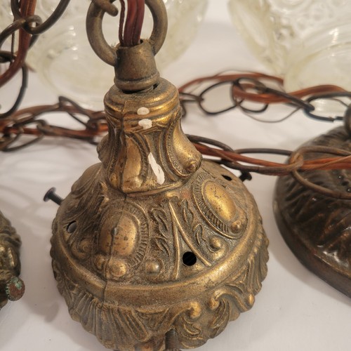 Vintage MCM glass double Light Globe pendant lights Retro READ DESCRIPTION - Picture 4 of 13