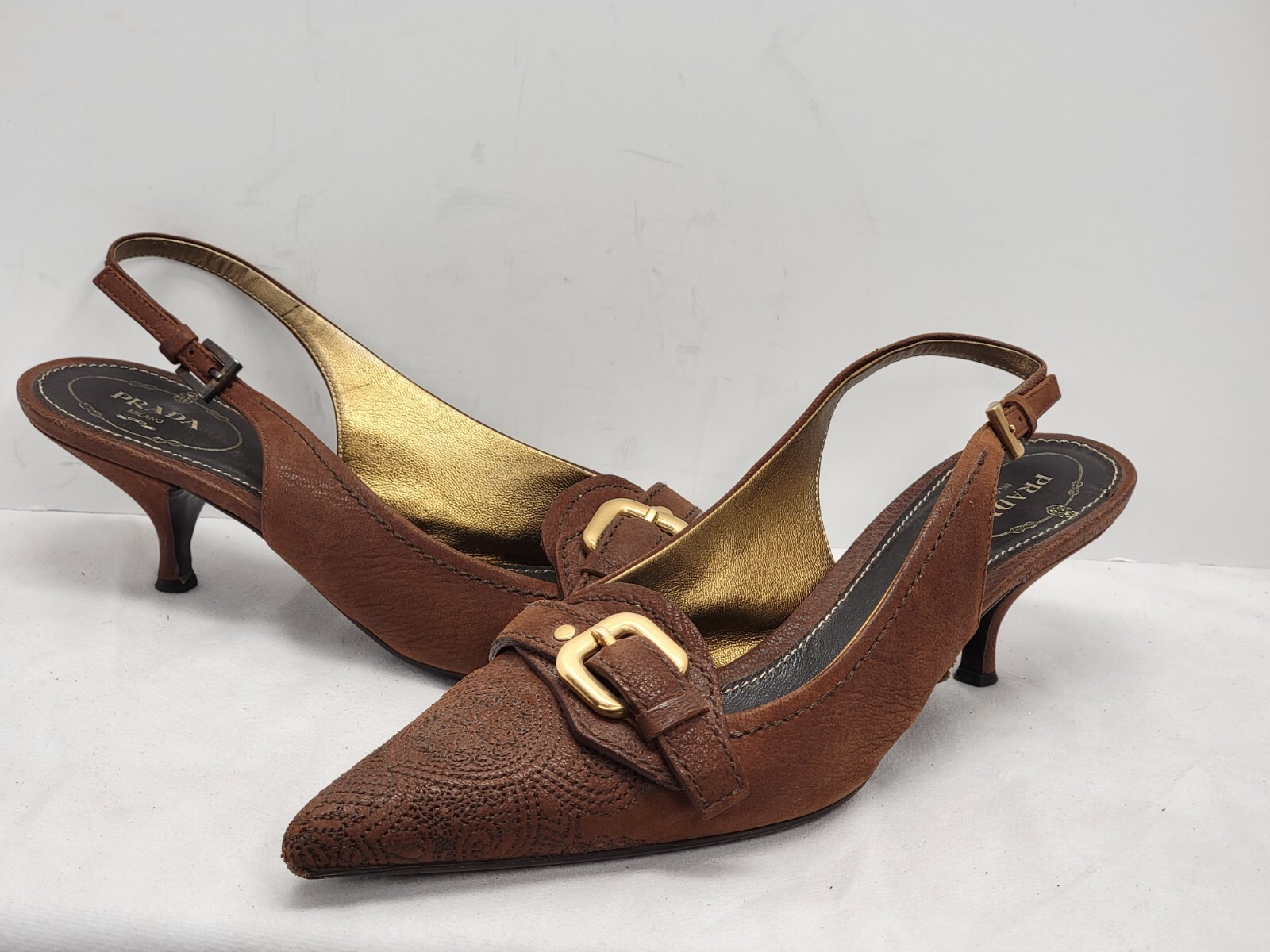 prada brown heels