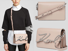 KARL LAGERFELD K/SIGNATURE LEATHER CROSSBODY BAG SCHULTER-TASCHE UMHÄNGETASCHE