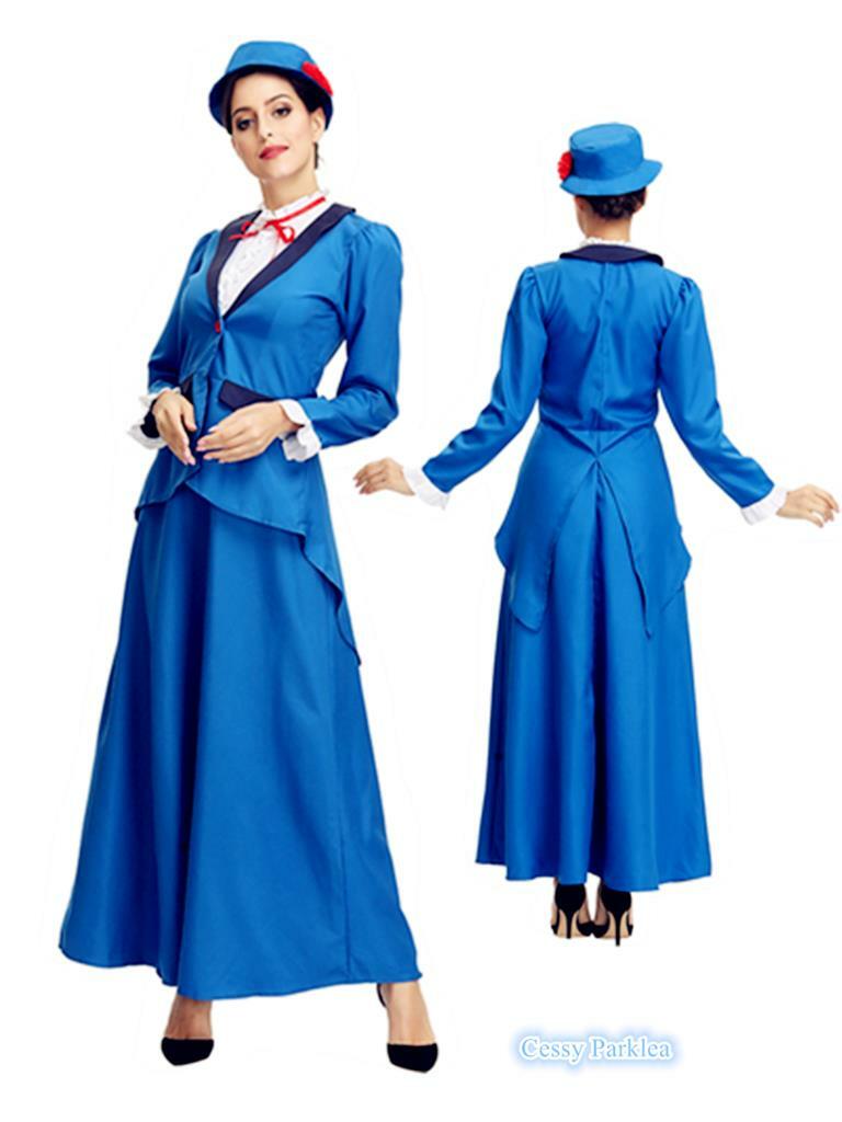 U-B1-4 Victorian Nanny Mary Poppins English Maid Ladies Costume