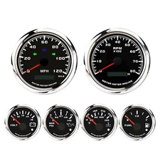 W PRO 6 Gauge Set 85mm GPS Speedometer 120 MPH Turn Signal High Beam Waterproof